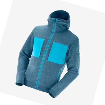 Salomon ESSENTIAL WARM TEDDY Erkek Kapüşonlu Sweatshirt Mavi | TR 3213FDN